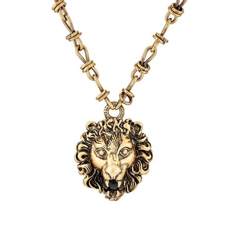 mens gucci lion head necklace|Gucci necklace wolf.